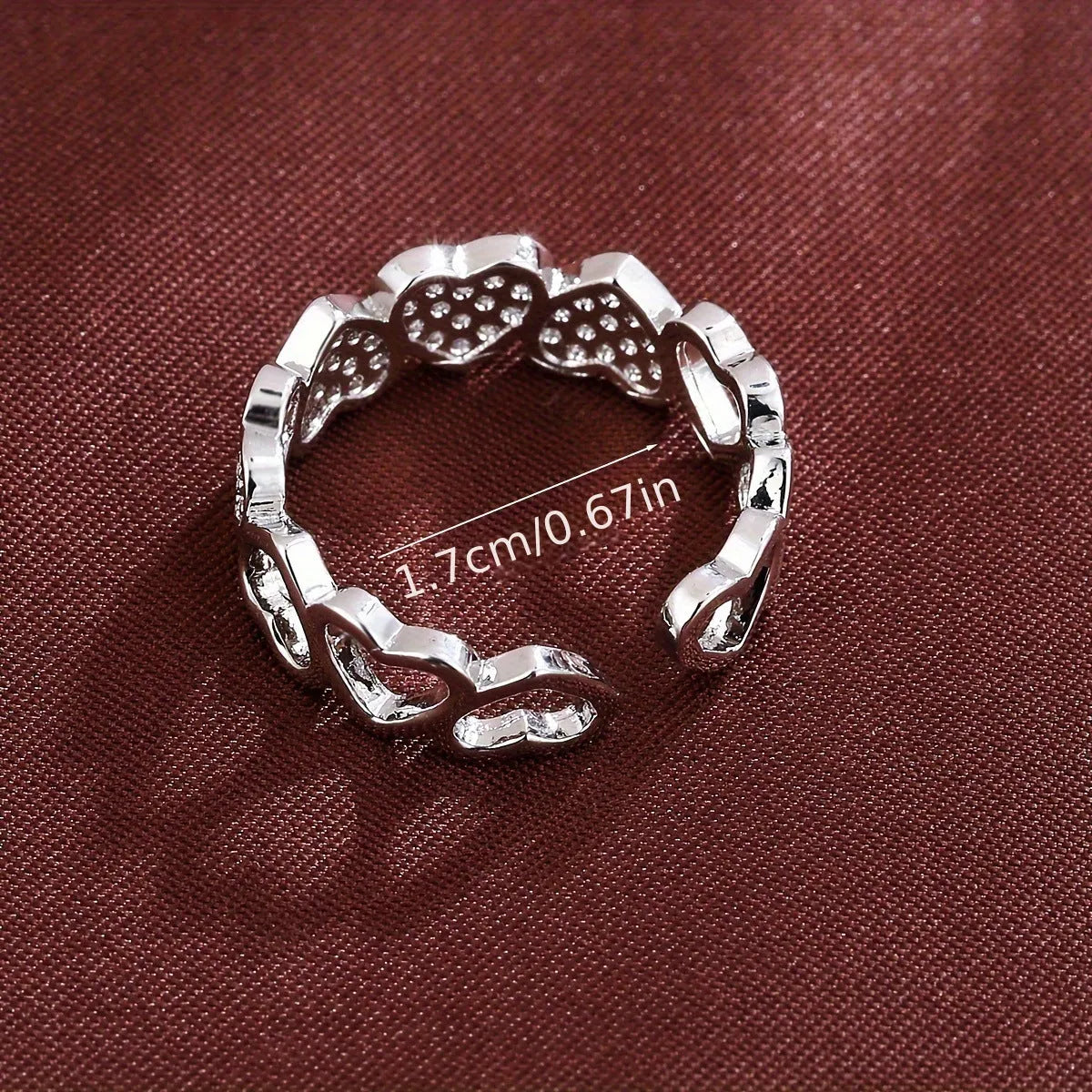 Adjustable open heart couples ring geometric design gold silver colour