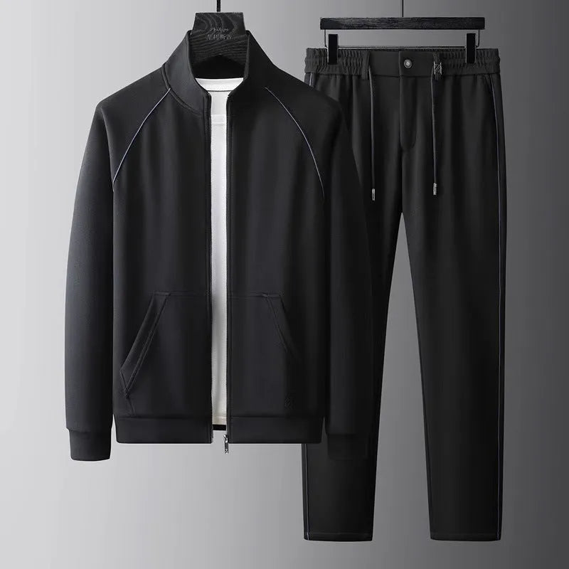 Men's stand collar sports suit in polyvinyl alcohol fibre with slim fit and long sleeves