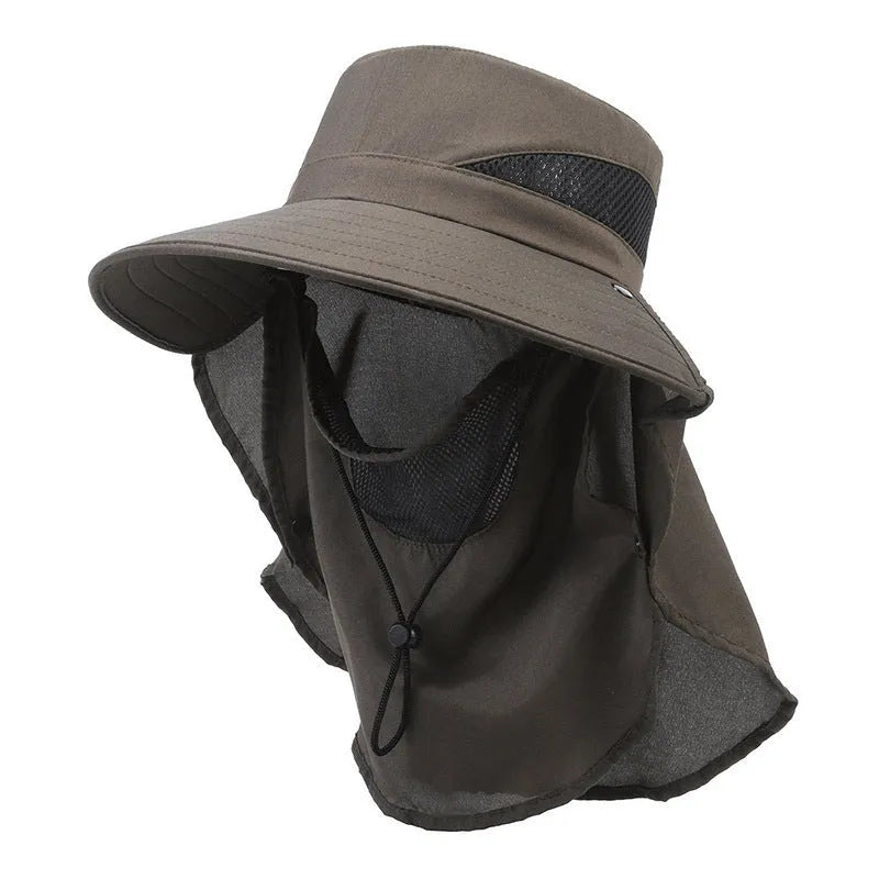 Men's adjustable polyester fisherman sun hat with wide brim in dark blue colour