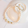 Diamond-shaped freshwater pearl bracelet with Hetian jade electroplating in Korean jewellery style