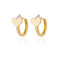 Heart shape stainless steel earrings with zircon detail and ear clip back