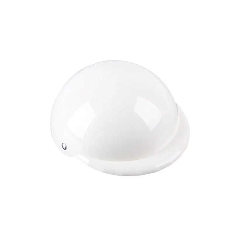 Plastic dog motorcycle cap helmet shown in multiple colours with Japanese style design