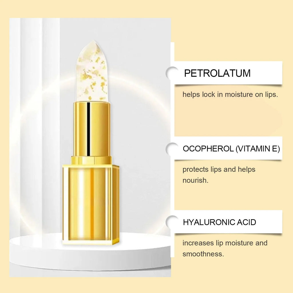 Gold Foil Nourishing Lipstick stick with 3.5g content and hyaluronic acid.
