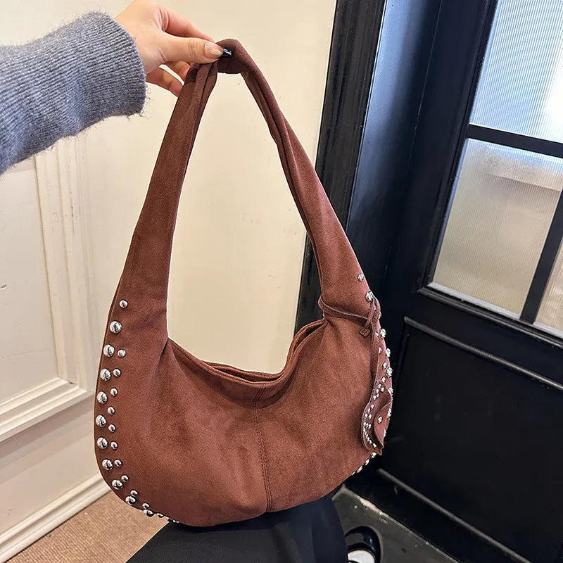 Women's soft plush strapless tote handbag in European and American retro style