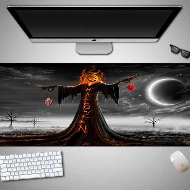 Oversized Halloween-themed mouse pad with graphic design on non-slip rubber cloth surface
