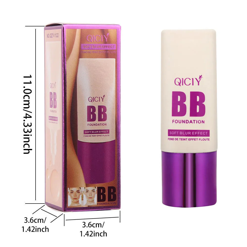 Feeding bottle design BB cream liquid foundation with brightening repair, showing 10 shade options.