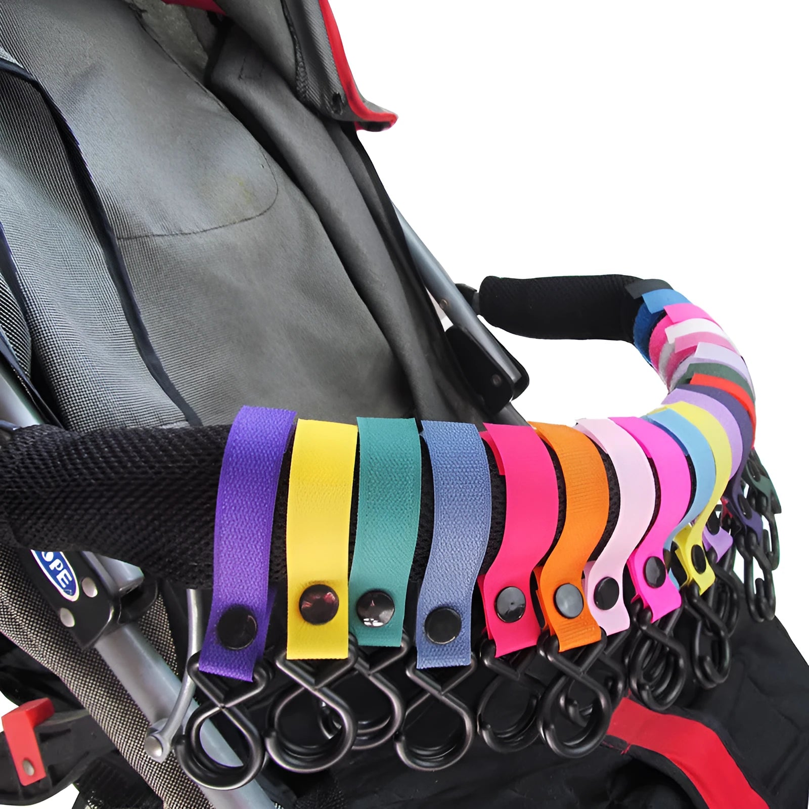 Nylon luggage Velcro hook in one of 18 available colours, shown in its clear independent OPP packaging.