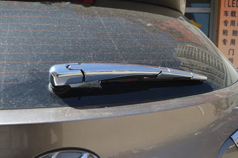 Set of four silvery ABS plastic rear window wiper cover trims for Hyundai cars.