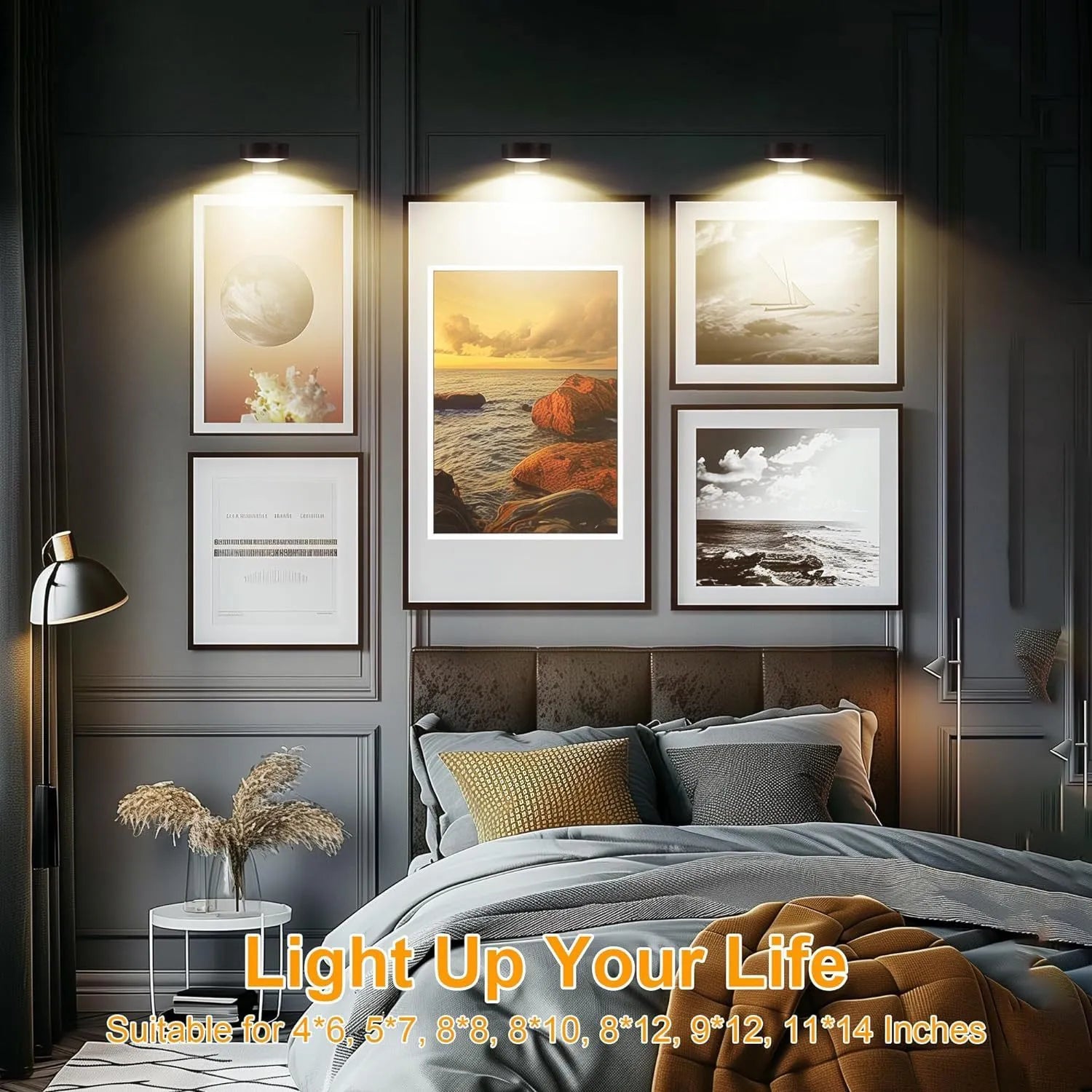Black wireless magnetic LED painting lamp with remote control for 13-colour RGB lighting
