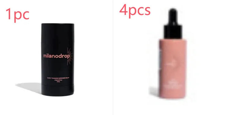 Matte Sun Tanning Black Liquid kit showing 50ml tanning drops bottle and 75ml tanning flash cream tube.