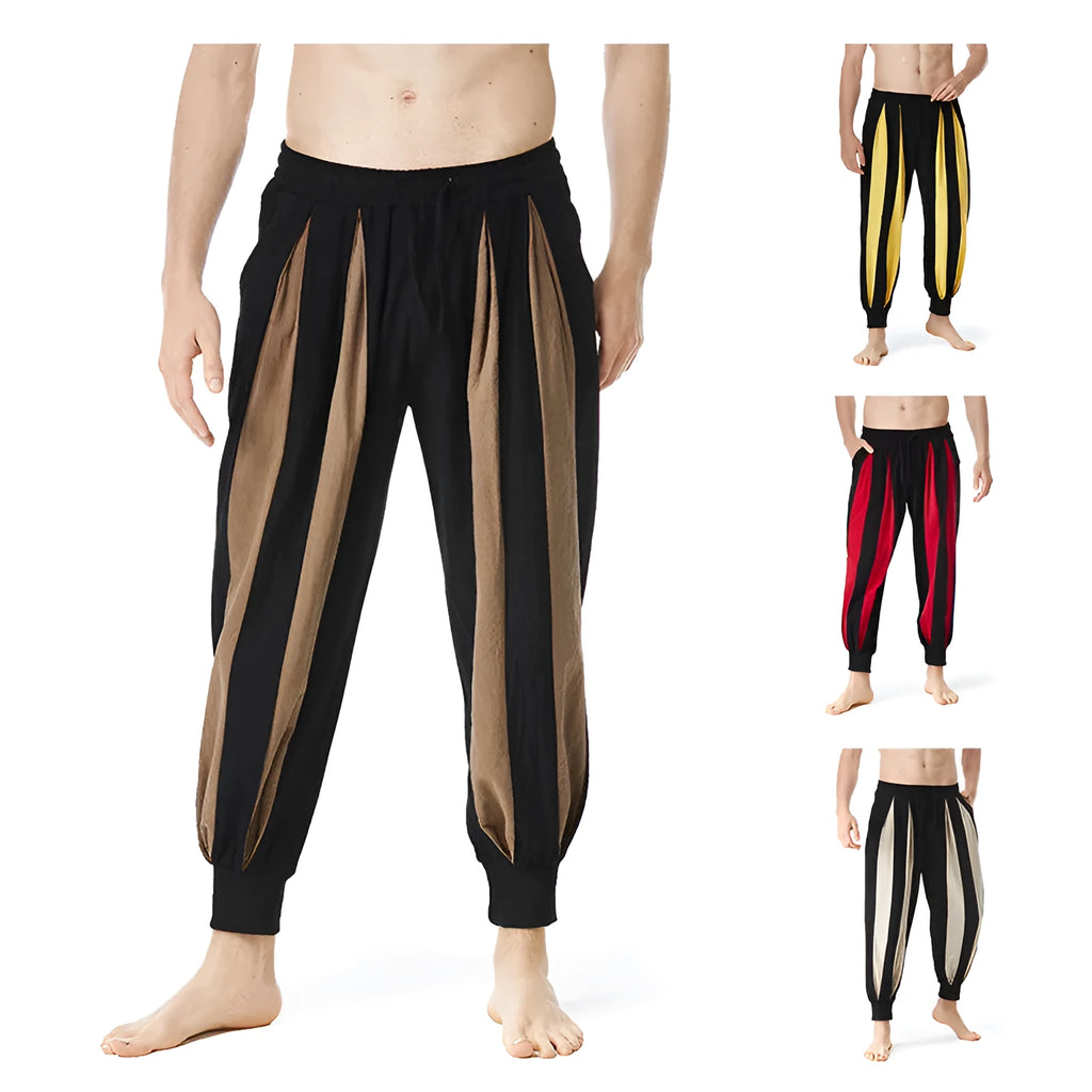 Men's straight-leg casual trousers in polyester available in four colours and six sizes