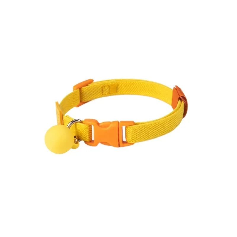 A high elasticity polyester pet collar for small dogs, shown in multiple solid colours on a white background.