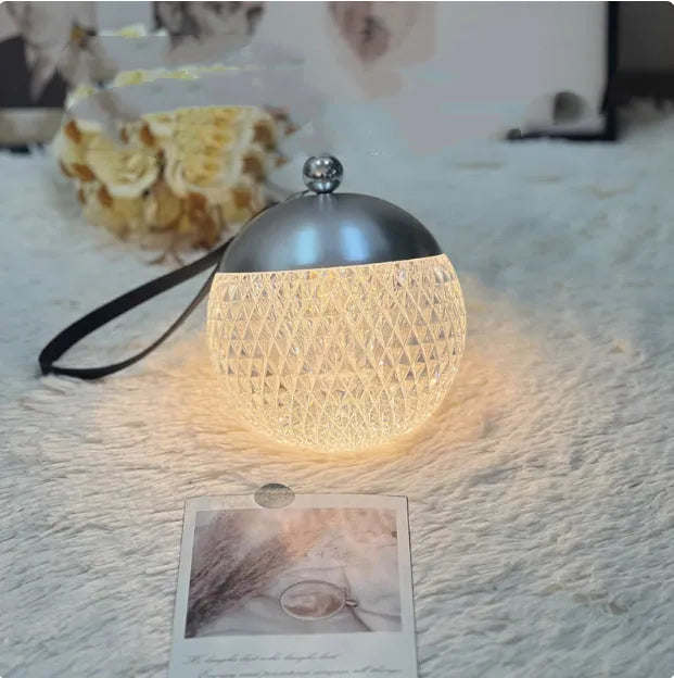 Small dimmable LED night lamp with touch switch in chrome colour for bedroom desk