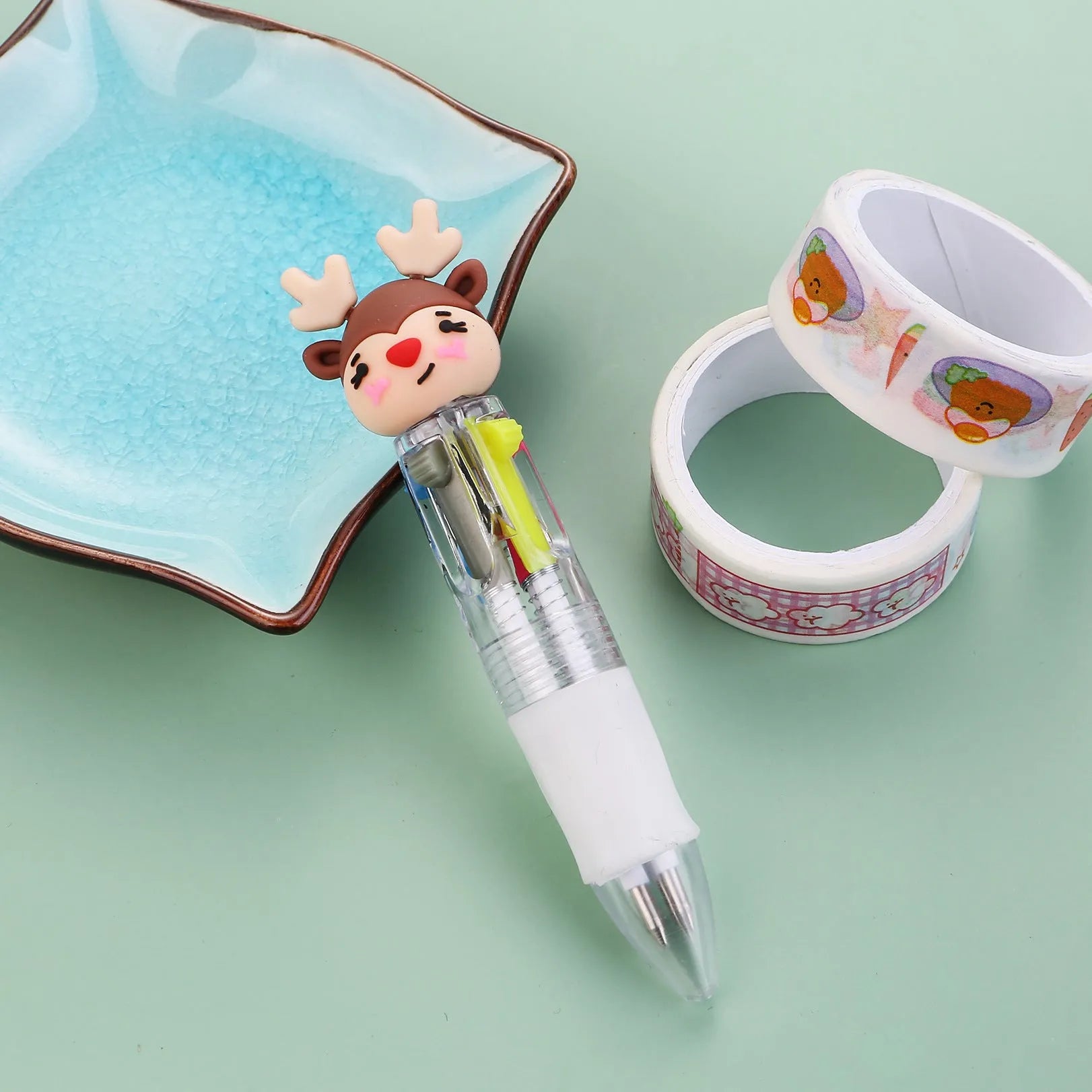 Christmas mini four-colour ballpoint pen with press mechanism and festive designs