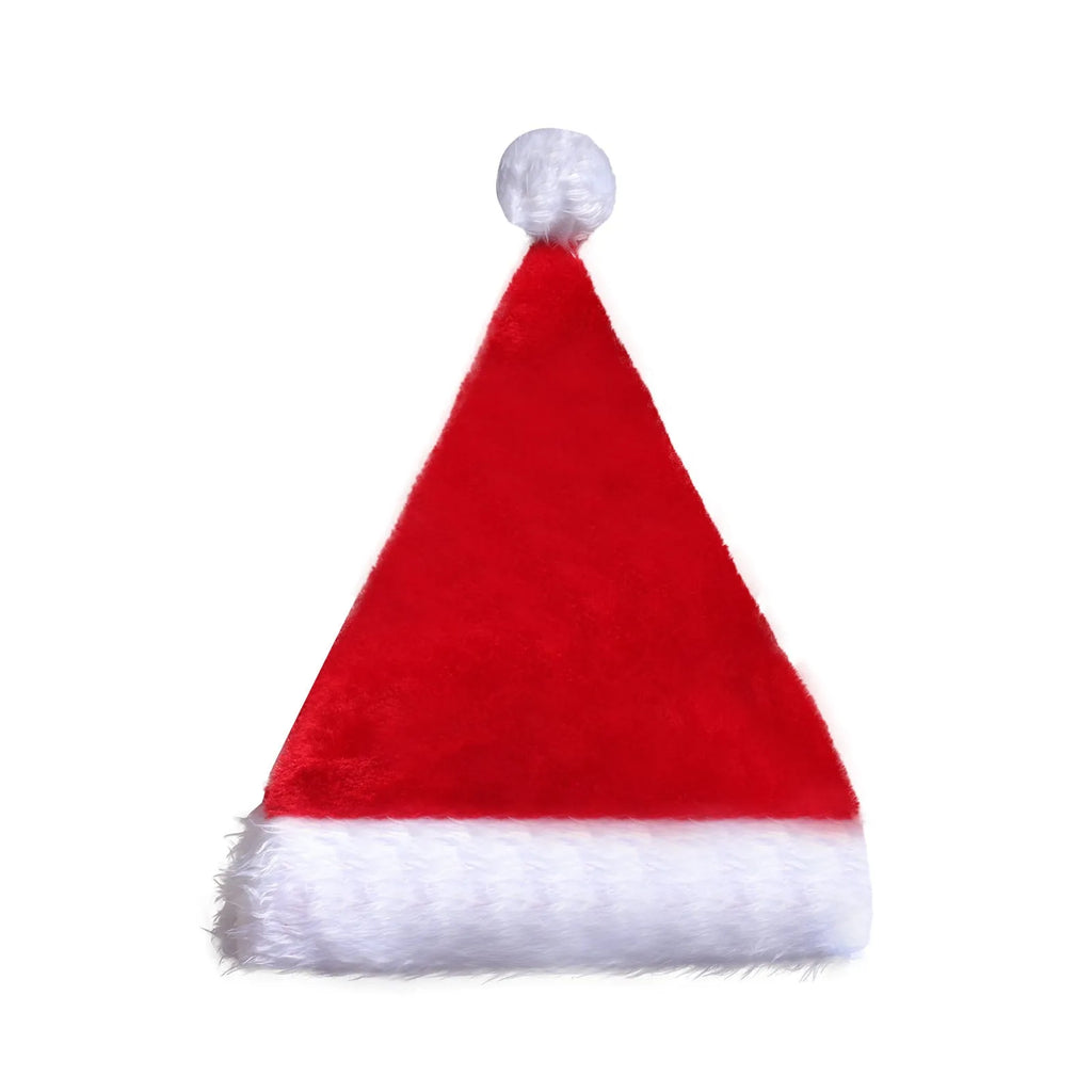 Red and white LED light up Santa hat with colour changing lights and a white pom-pom.