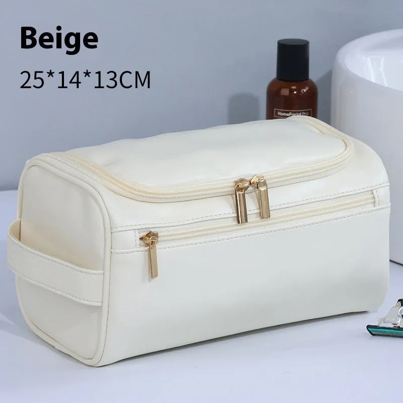 Large waterproof cosmetic storage bag in multiple colour options for skincare and makeup organisation