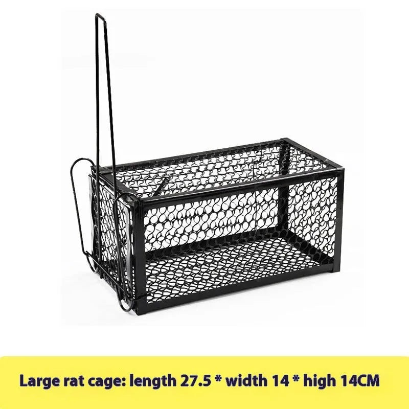 Automatic mouse cage trap in small, medium and large sizes with metal and plastic construction