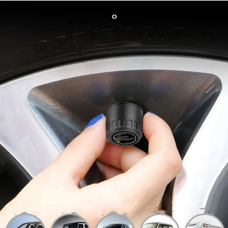 Bluetooth 5.0 automotive tyre pressure monitor kit with four external sensors, wrench, and anti-theft screws