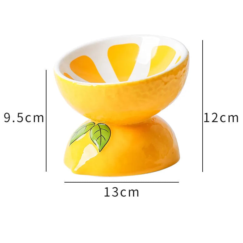 Ceramic raised cat bowl with tilted design in orange, pitaya, or watermelon colour options