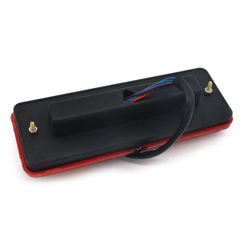 Black semi-closed taillight for electric tricycles measuring 200mm by 70mm with 12V and 48-60V compatibility