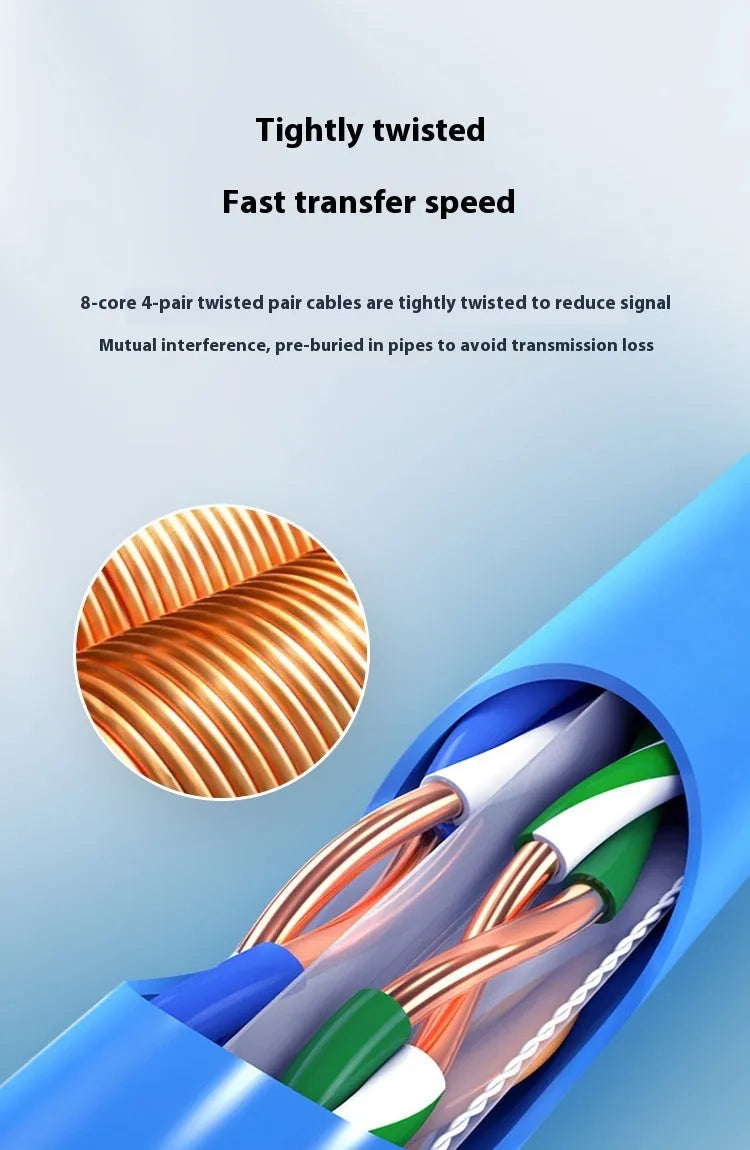 Blue Super Six Gigabit Ethernet cable spool with oxygen-free copper cores for network installations