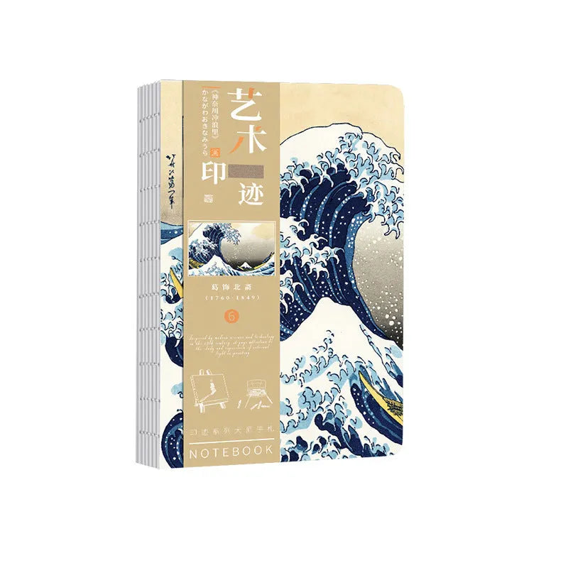 Japanese ukiyo-e art hand ledger notebook with vintage retro style and traditional artwork cover