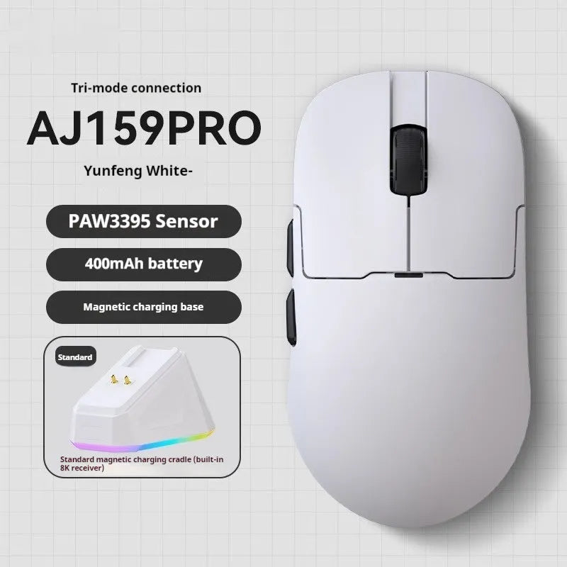 Wireless wired Bluetooth gaming mouse with PAW3395 sensor in multiple colour options