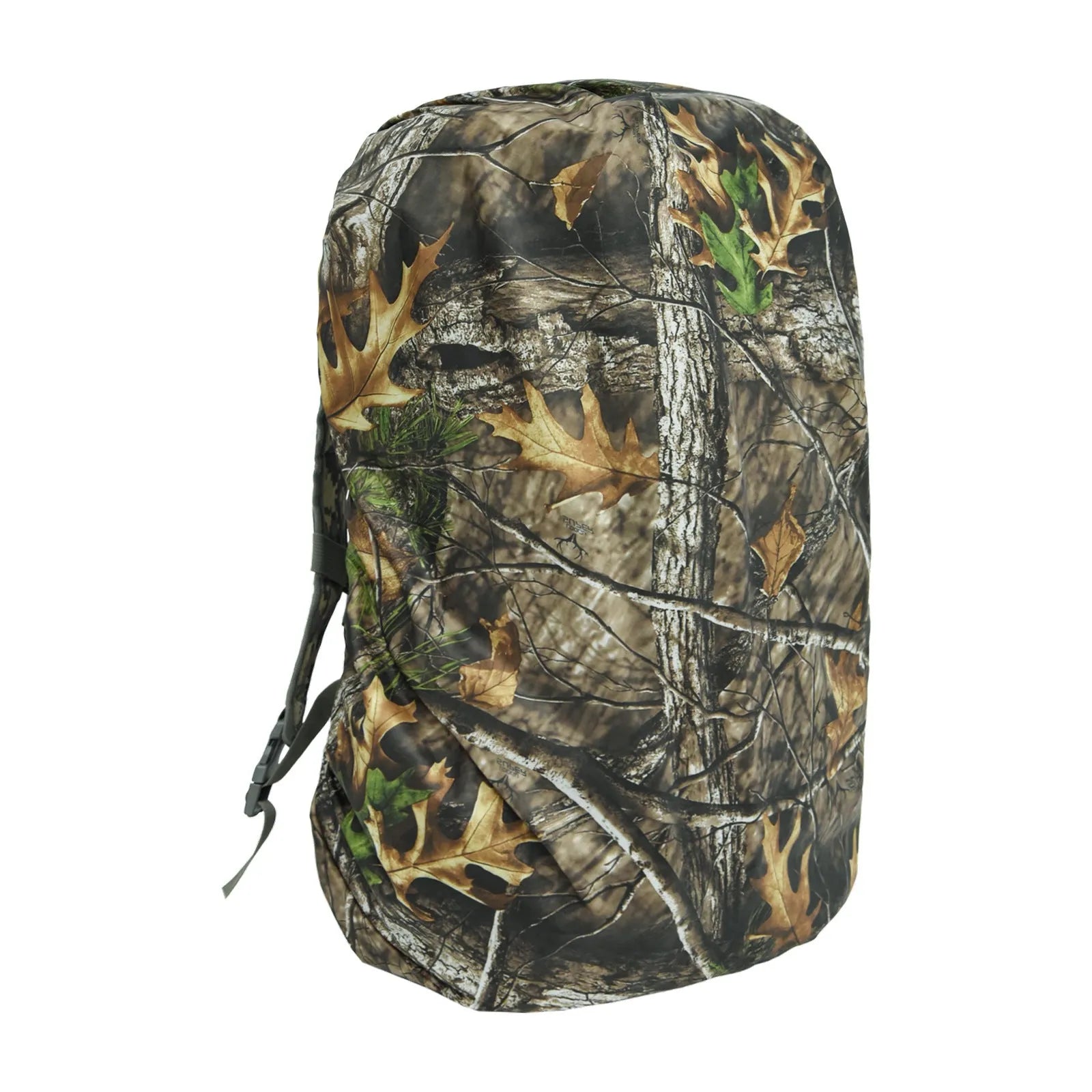 Army green Pu material backpack rain cover shown unfolded, suitable for 80-litre packs.