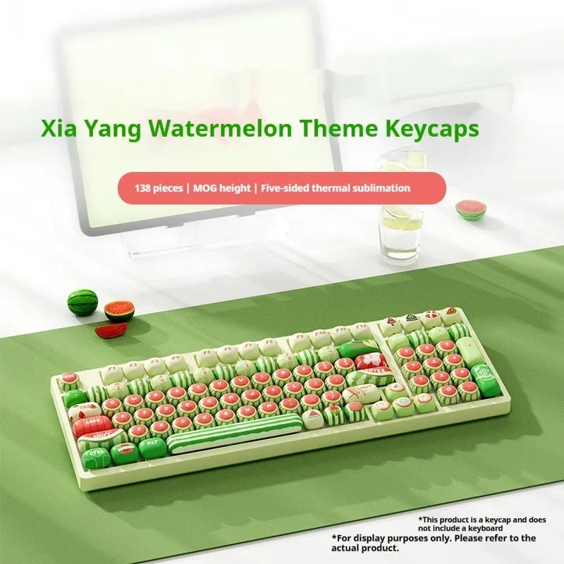 Set of blue watermelon-themed PBT key caps for mechanical keyboards