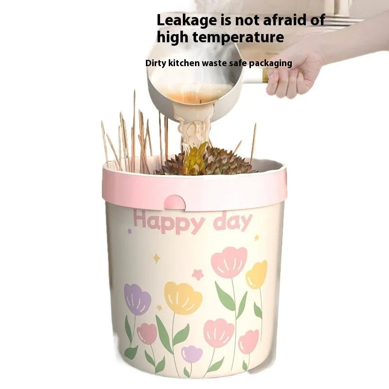 Pink degradable argy wormwood mosquito repellent garbage bag with drawstring, size 44cm by 48cm.