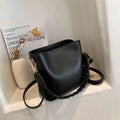 Retro woven texture PU leather crossbody bucket bag in khaki colour with underarm positioning