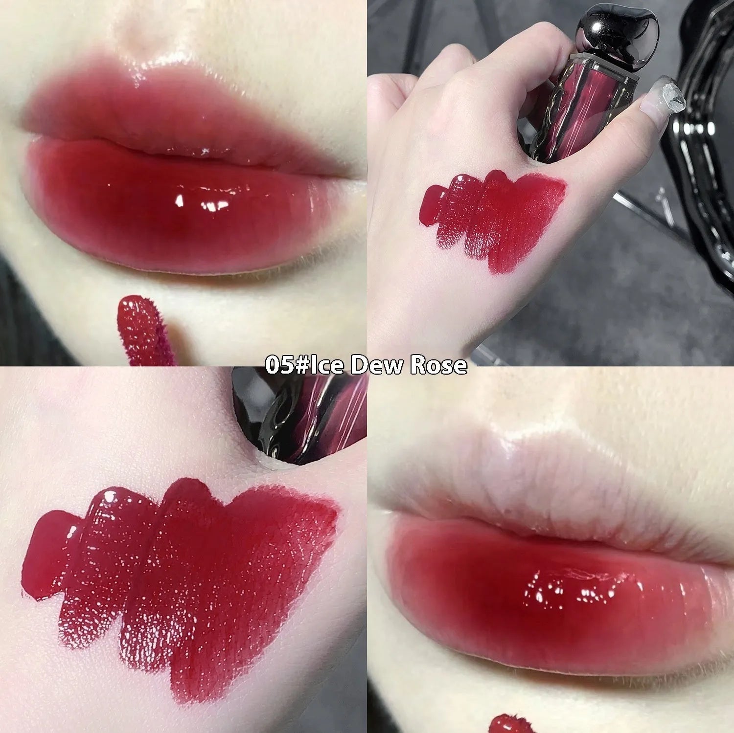 Glacier Lava mirror lip gloss tube with built-in mirror, shown in one of seven available shade numbers.