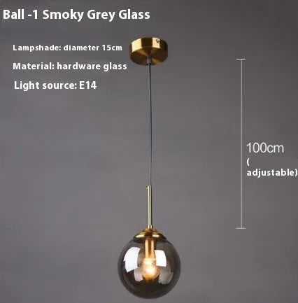 Nordic style round ball glass chandelier with multiple colour options for living room or dining room