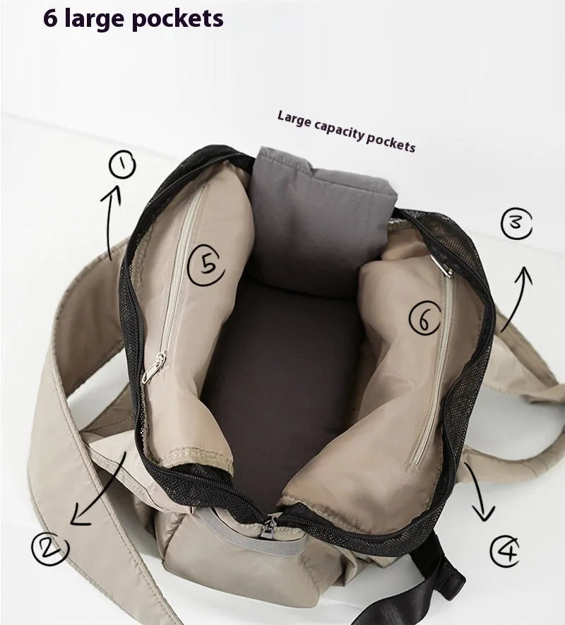 Apricot cloth pet handbag measuring 41x16x28cm with carry handles for outdoor summer use