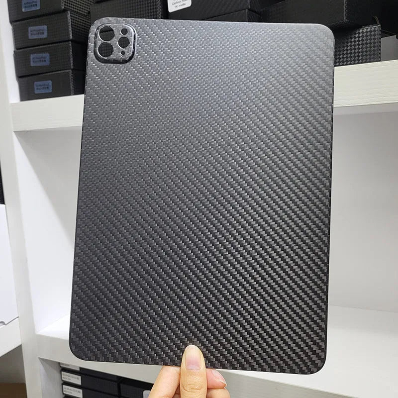 Carbon fibre iPad Pro 11 protective hard case with plaid pattern in matte or forged finish options