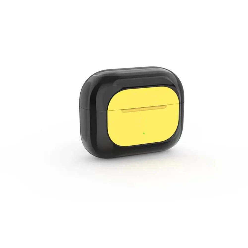 Yellow Jerry cartoon-themed wireless Bluetooth earplug headphones with a charging cable.