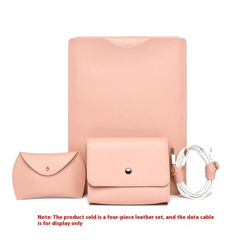 Four-piece set of imitation leather protective covers for MacBook lock edge in four colour options.