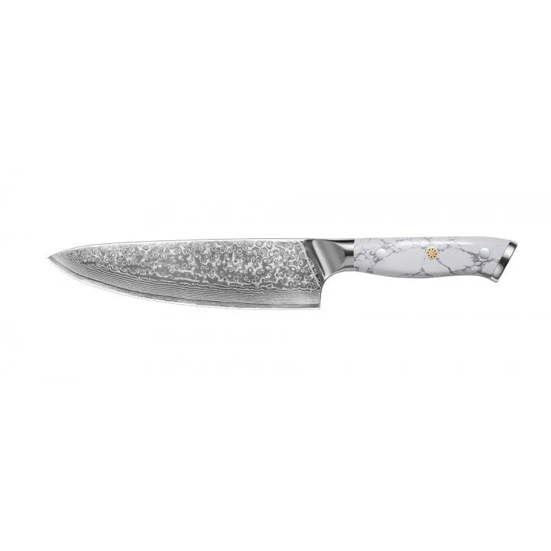 Damascus chef's knife with 21cm VG10 steel blade and modern handle