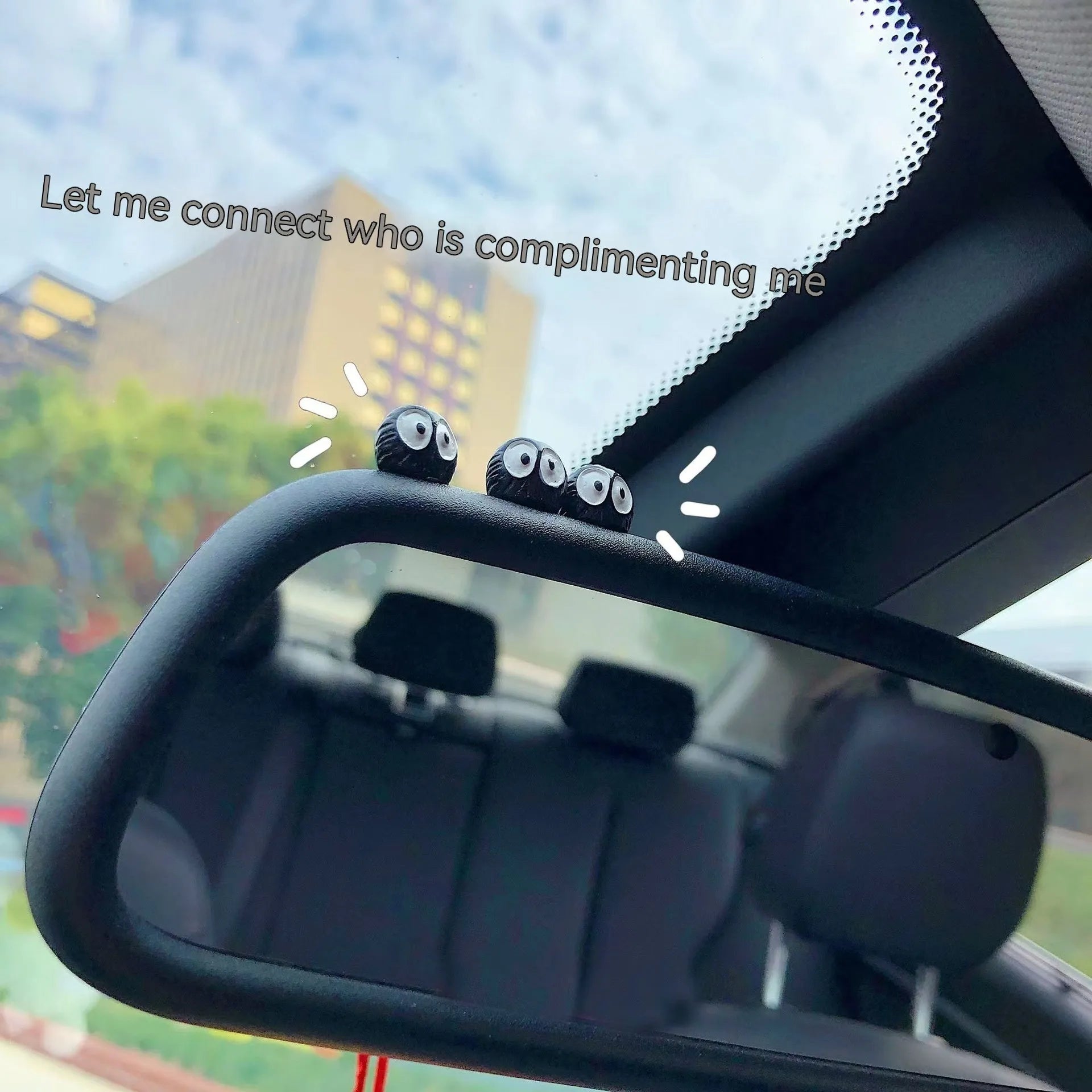 Small black resin briquette cartoon decoration for car interior with traceless glue