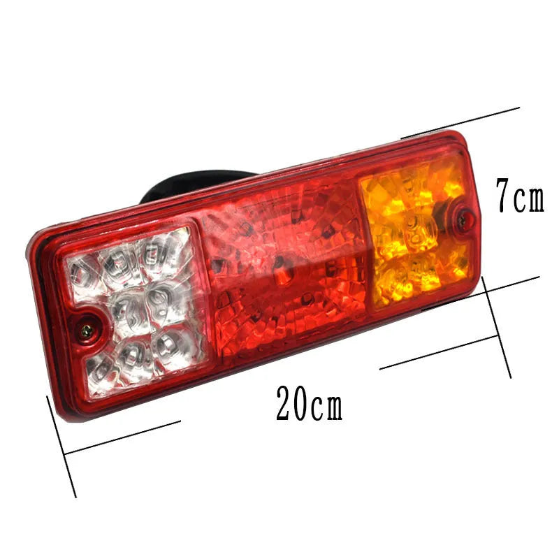 Black semi-closed taillight for electric tricycles measuring 200mm by 70mm with 12V and 48-60V compatibility