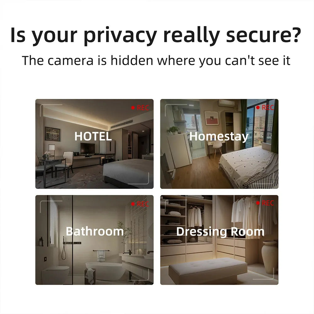 Black infrared camera detector with compact design for privacy protection scanning