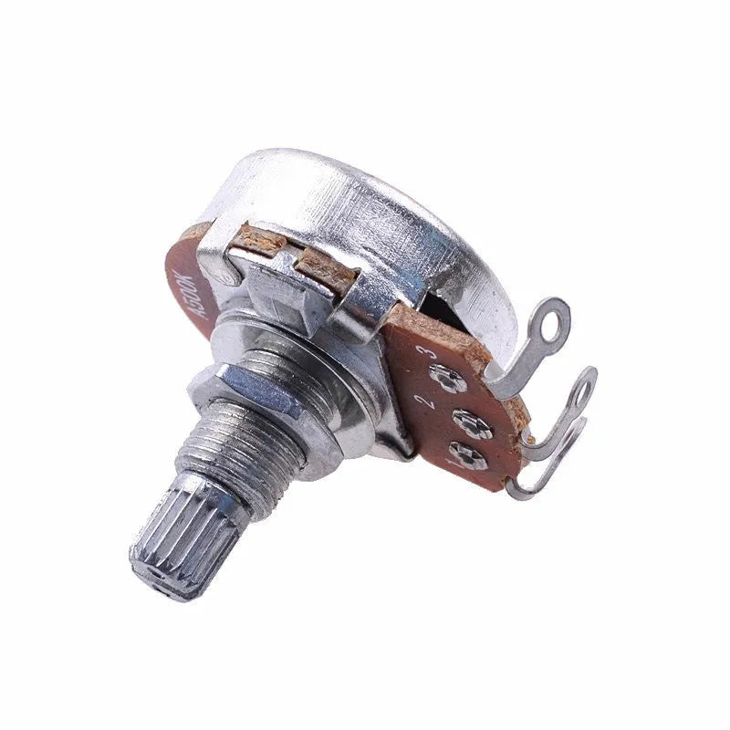 Metal replacement knob for electric guitar volume and tone potentiometer controls.