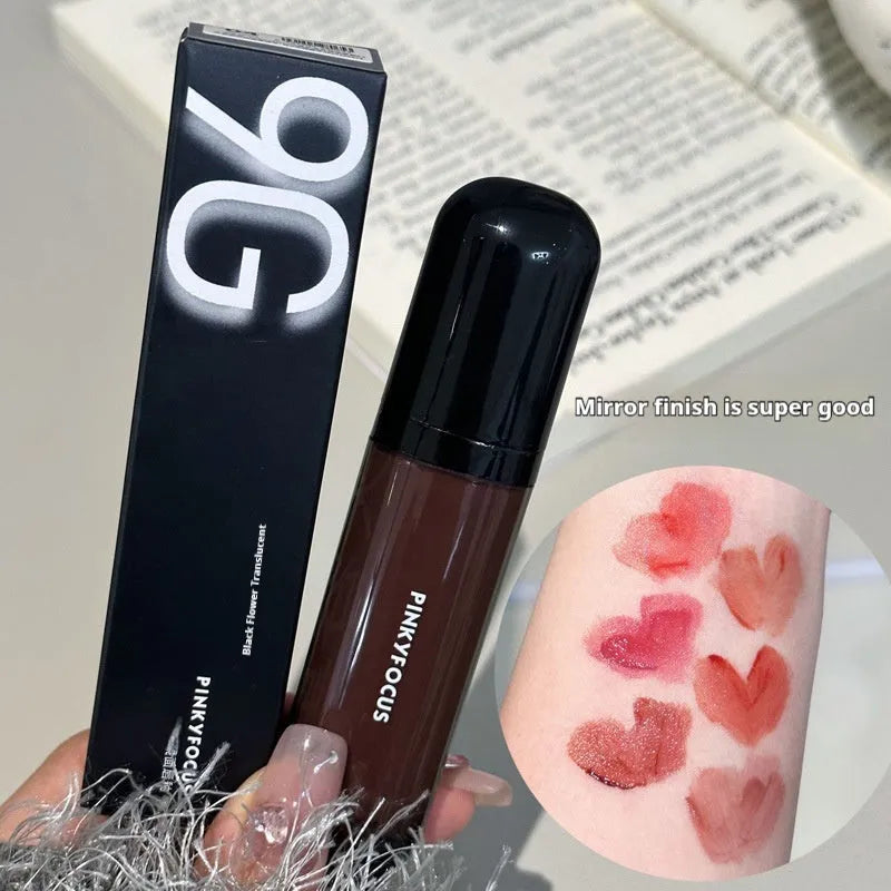 Black Shiny Makeup Mirror Lip Lacquer tube in one of six Black Citrus shades