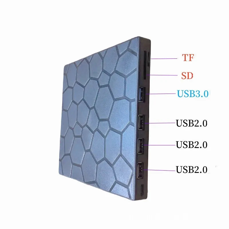 Black external USB CD writer drive with compact rectangular design
