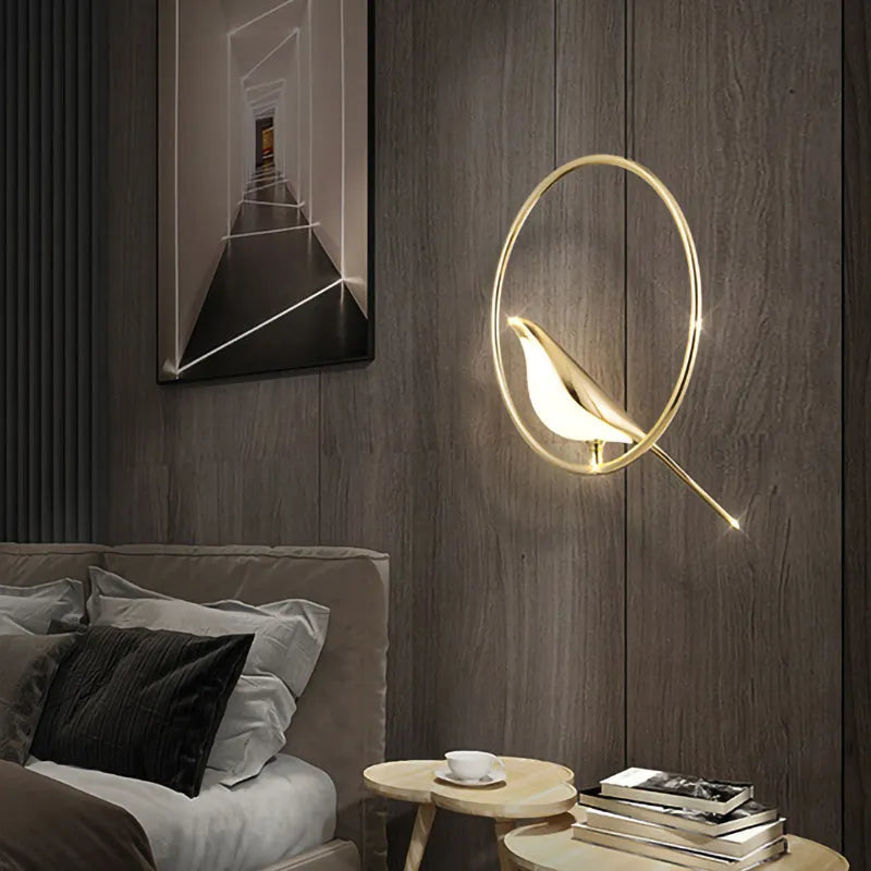 Modern minimalist magpie bird chandelier made of zinc alloy and acrylic with 150cm drop and neutral LED light