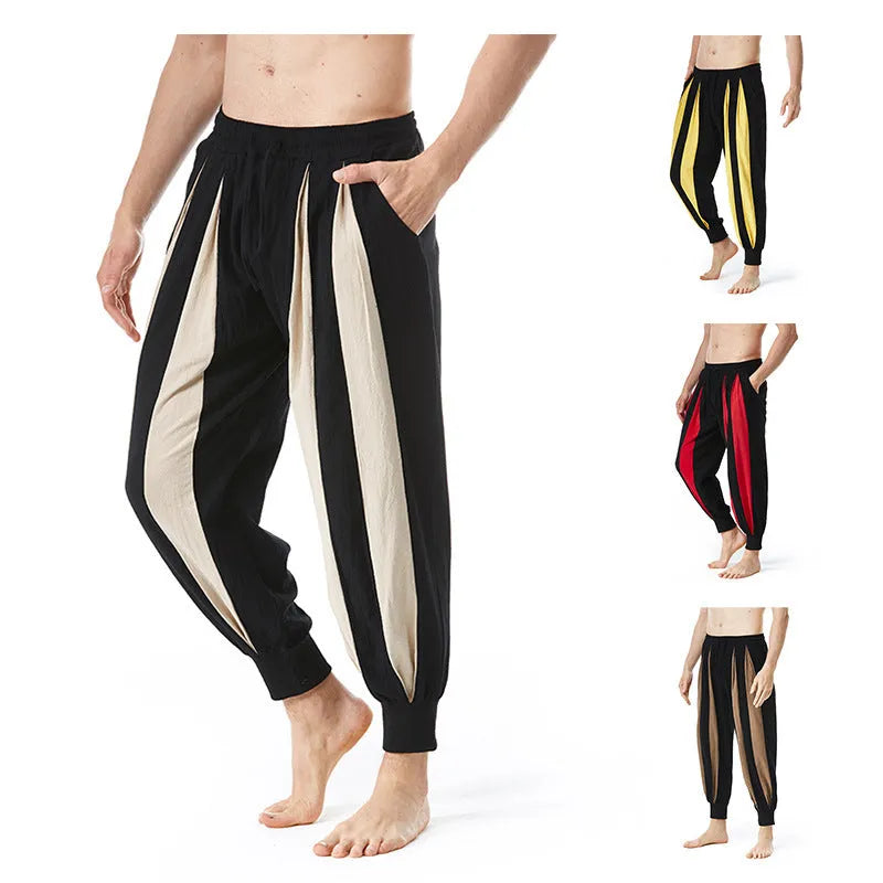 Men's straight-leg casual trousers in polyester available in four colours and six sizes