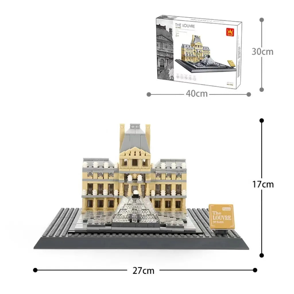 Wange ABS plastic building block set with over 800 pieces for constructing landmark models including Big Ben and Statue of Liberty.