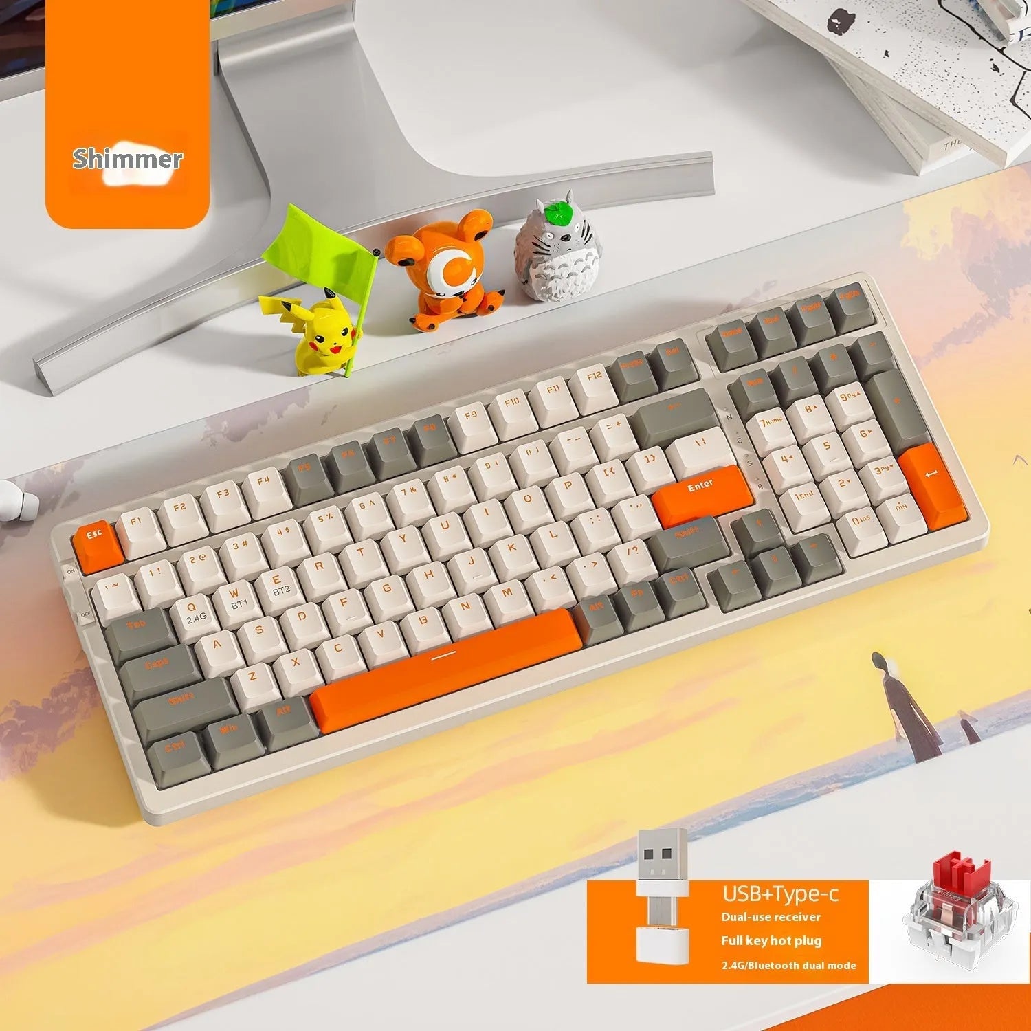 Free Wolf K96 Bluetooth dual-mode mechanical keyboard with Red switches and hot-swap sockets
