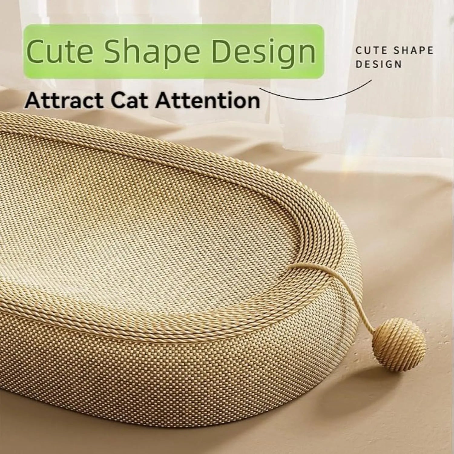 Ultra large natural sisal cat scratching board with lounge platform top.