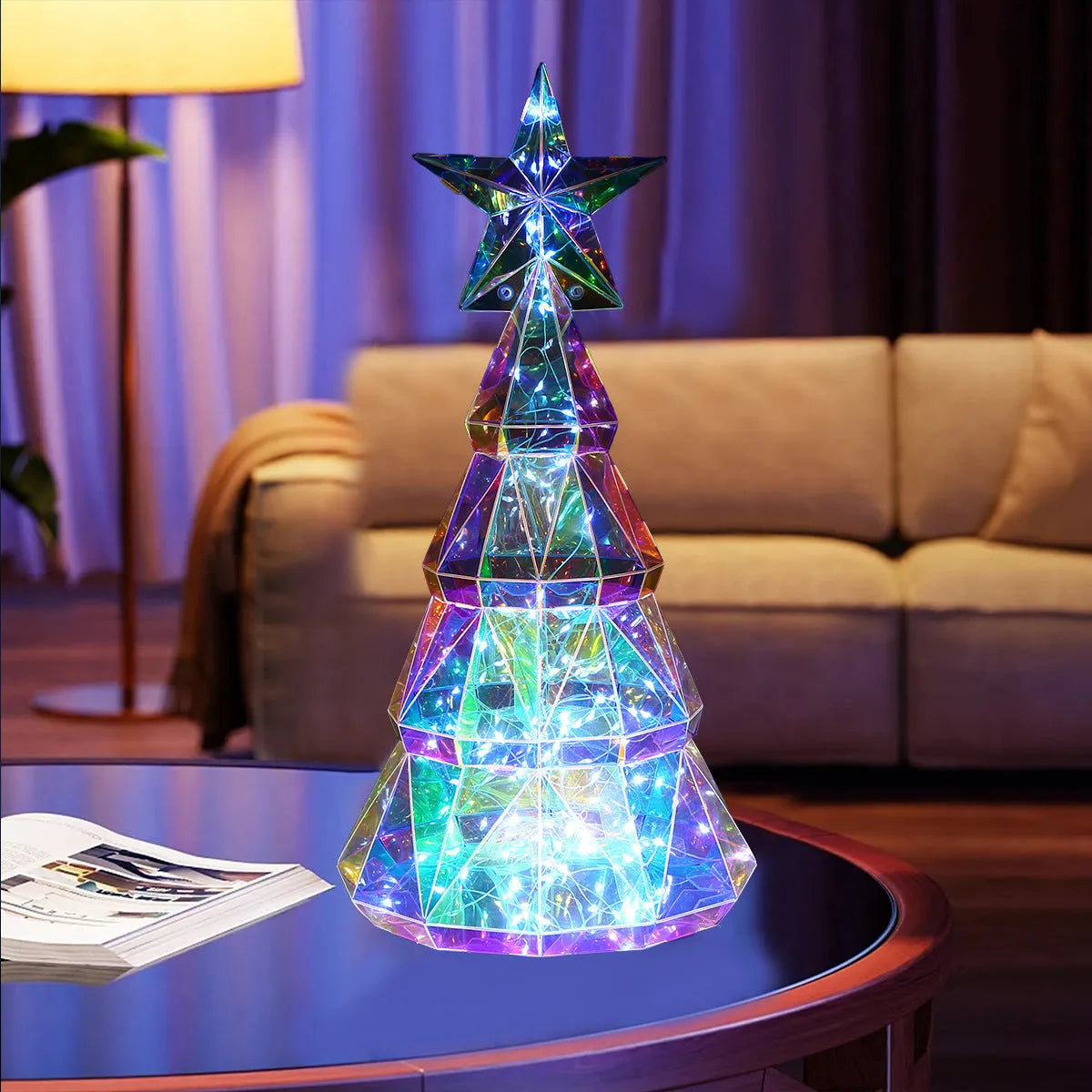 Colourful Christmas tree luminous toy decoration with cartoon style measuring 14.5×4.8×20cm